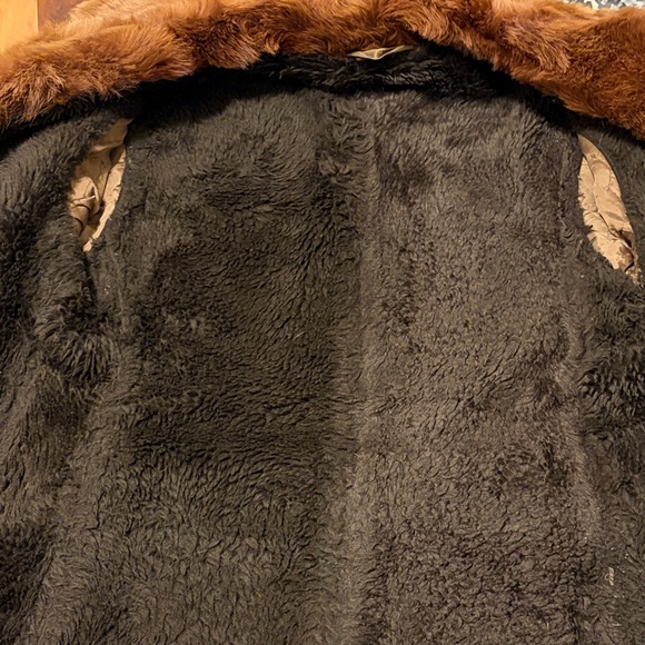 Vintage Brown Suede Trench Coat with Fur Collar Wounded Bird - Picture 8 of 10